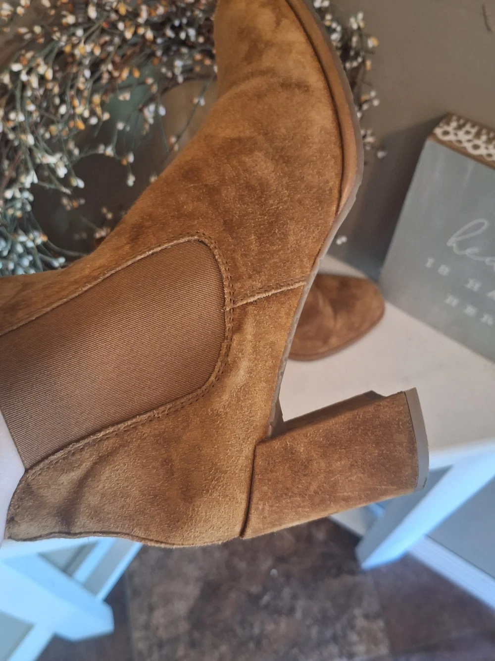 Designer Pedro Garcia Tan Suede Block Heel Chelsea Booties 10